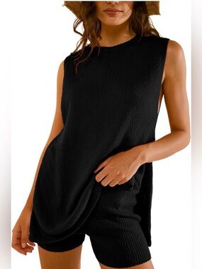 Women’s Summer Knit Lounge Set - Black